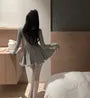 Long-Sleeve Lace Trim Mini A-Line Dress