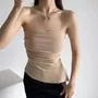 Plain Ruched Slit Tube Top