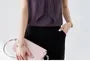 Short-Sleeve Tie-Neck Plain Blouse