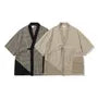 Patchwork Short-Sleeve V-Neck Kimono Jacket