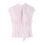 Sleeveless Collared Tie Neck Cutout Blouse