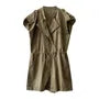 Short-Sleeve Plain Drawstring Romper