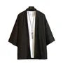 Elbow-Sleeve Plain Open Front Kimono Jacket