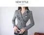 Long-Sleeve Double Breasted Houndstooth Sheath Dress