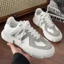 Platform Two Tone Lace-Up Faux Leather Sneakers