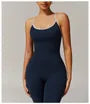 Spaghetti Strap Contrast Trim Open Back Bootcut Sports Jumpsuit