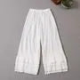Elastic Waist Lace Panel Cropped Wide Leg Pants
