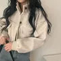 Stand Collar Single-Breasted Woolen Croped Jacket