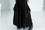 Elastic Waist Washed Frayed Slit Denim Culottes