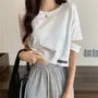 Short-Sleeve Cutout Cropped T-Shirt