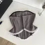 Bow Accent Lace Trim Crop Corset Tube Top