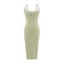 Spaghetti Strap Keyhole Panel Lace Midi Sheath Dress