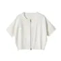 Short-Sleeve Round Neck Plain Zip Cardigan