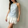 Halter Neck Knotted Plain Slim-Fit Tank Top