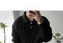 Cable-Knit Plain Polo Sweater