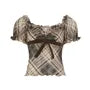 V-Neck Plaid Ruffled-Trim A-Line Camisole Top / Short Sleeve Top