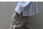 Elastic Waist Plain Distressed Loose-Fit Cargo Pants