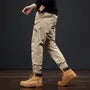 Mid Rise Plain Straight Leg Cargo Pants