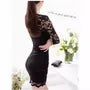 Long Sleeve V-Neck Plain Lace Mini Sheath Dress