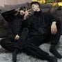 Couple Matching Pajama Set: Plain Fleece Zip Jacket + Pants