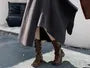 High Waist Plain Asymmetrical Knit Midi A-Line Skirt
