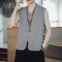 V-Neck Frog Buttoned Plain Vest