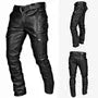 Plain Faux Leather Skinny Cargo Pants