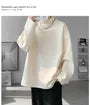 Long-Sleeve Mock Neck Plain Fleece-Lined T-Shirt