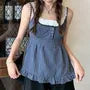 Plaid Ruffle Mock Two Piece Camisole Top
