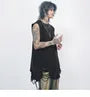 Crew Neck Washed Distressed Chain Tank Top