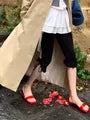 Mid Rise Plain Ruffle Drawstring Skinny Pedal Pusher Pants