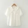 Short-Sleeve Plain Babydoll Blouse