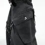 Mid Rise Washed Fray Panel Wide Leg Cargo Jeans