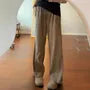 Drawstring Waist Plain Corduroy Wide Leg Sweatpants