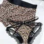 Couple Matching Leopard Print Contrast Trim Boxer Brief / Lace Panel Panty / Thong / Set