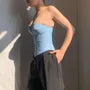 Plain Denim Crop Corset Tube Top