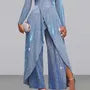 3XL - Long-Sleeve Cold-Shoulder Glitter Asymmetrical Jumpsuit