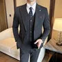 Set: Button-Up Plain Blazer + V-Neck Vest + Dress Pants
