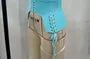 Halter Neck Deep Plunge Plain Grommet Open Back Crop Corset Top