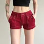 Low Rise Contrast Stitched Denim Hot Pants