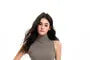 Turtleneck Plain Slim Fit Tank Top / High Waist Midi Pencil Skirt