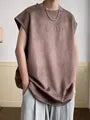 Sleeveless Crew Neck Embossed T-Shirt