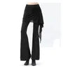 High Waist Plain Overlay Flared Dance Pants