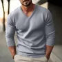 Long-Sleeve V-Neck Plain Knit Top