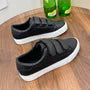 Adhesive Strap Faux Leather Sneakers