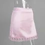 High Waist Lace Trim Satin Mini Skirt