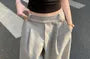 Long-Sleeve Henley Plain Ribbed T-Shirt / Halter Neck Padded Crop Top