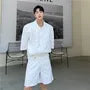 Set: Elbow-Sleeve Plain Zip Jacket + Mid Rise Shorts