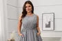 Plus Size Sleeveless Striped Slim-Fit Midi A-Line Dress