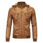 Hooded Fleece-Lined Faux Leather Zip Jacket